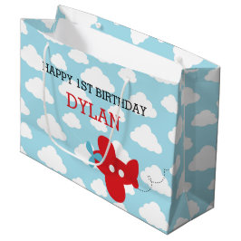 Red Airplane Gift Bags - Niedliches Flugzeug Cloud Große Geschenktüte