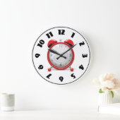 Red Alarm Clock Clock Große Wanduhr (Zuhause)