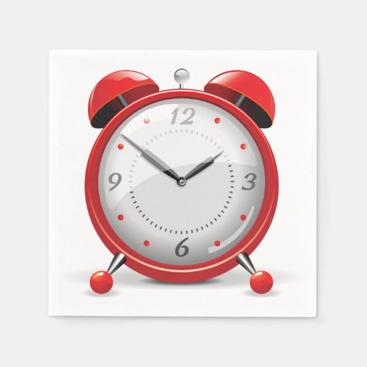 Red Alarm Clock Paper Napkins Serviette (Vorderseite)