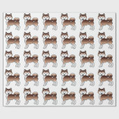 Red Alaskan Malamute Niedlich Dog Pattern Geschenkpapier (Flach)