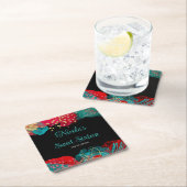 Red Alcohol Ink Sweet 16 Birthday Party  Rechteckiger Pappuntersetzer (Vor Ort)