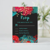 Red Alcohol Ink Sweet 16 Birthday Party RSVP (Stehend Vorderseite)