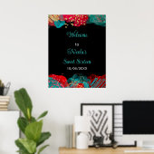 Red Alcohol Ink Sweet 16 Birthday Party Welcome Poster (Heimbüro)
