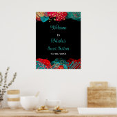 Red Alcohol Ink Sweet 16 Birthday Party Welcome Poster (Küche)
