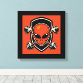 Red Alien Gym Stretched Canvas Print Leinwanddruck (Insitu (Holzboden))