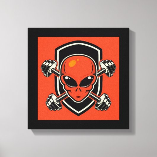 Red Alien Gym Stretched Canvas Print Leinwanddruck (Vorderseite)