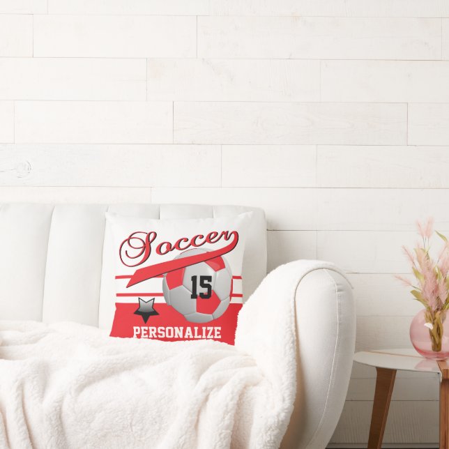 Red All Star Soccer Ball | DIY Name & Number Kissen (Liege)