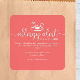 Red Allergy Alert Warning Egg Minimalist Quadratischer Aufkleber