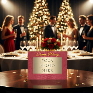 Red Alligator Printed Faux Texture Photo Happy Feiertagskarte