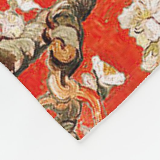 Red Almond Blossoms Vincent Van Gogh Fleecedecke (Ecke)