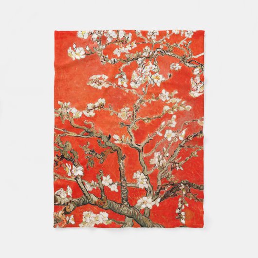 Red Almond Blossoms Vincent Van Gogh Fleecedecke (Vorderseite)