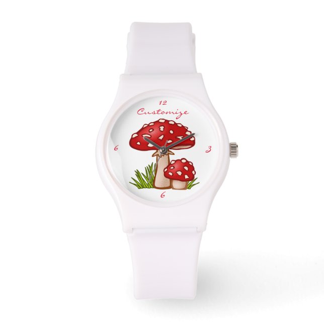 Red Amanita Mushrooms Thunder_Cove Armbanduhr (Vorderseite)