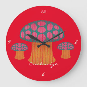 Red Amanita Mushrooms Thunder_Cove  Große Wanduhr