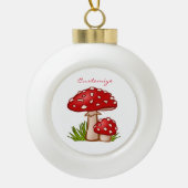 Red Amanita Mushrooms Thunder_Cove Keramik Kugel-Ornament (Vorderseite)