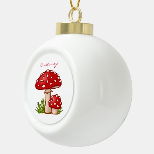 Red Amanita Mushrooms Thunder_Cove Keramik Kugel-Ornament (Rechts)