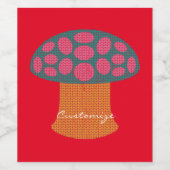 Red Amanita Mushrooms Thunder_Cove Weinetikett (Einzelnes Label)