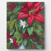 Red Amaryllis and Poinsettia with Pine Bouquet Fotoplatte (Vorderseite)