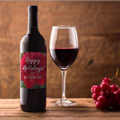 Red Amaryllis Bloom Personalized Holiday Weinetikett