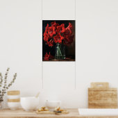 Red Amaryllis Blume Art Print Poster (Küche)