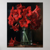 Red Amaryllis Blume Art Print Poster (Vorne)