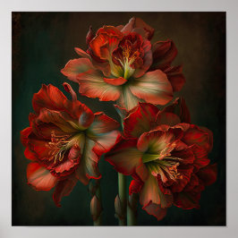 Red Amaryllis Blume Art Print Poster