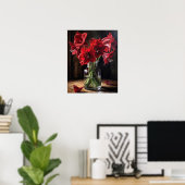 Red Amaryllis Blume Art Print Poster (Heimbüro)