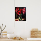 Red Amaryllis Blume Art Print Poster (Küche)
