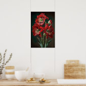 Red Amaryllis Blume Art Print Poster (Küche)