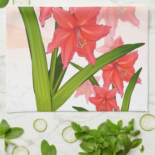 Red Amaryllis Blume Geschirrtuch (Gefaltet)