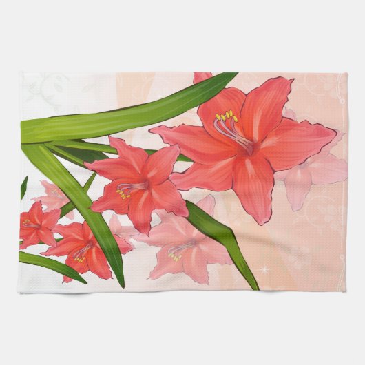 Red Amaryllis Blume Geschirrtuch (Horizontal)