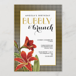 Red Amaryllis Blume Gold überprüft Einladung