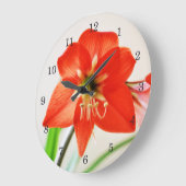 Red Amaryllis Blume Große Wanduhr (Winkel)