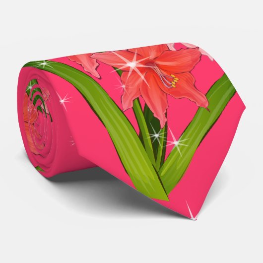 Red Amaryllis Blume Krawatte (Gerollt)