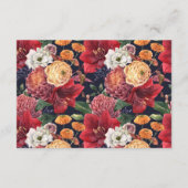 Red Amaryllis Botanical Winter Wedding Details Begleitkarte (Rückseite)