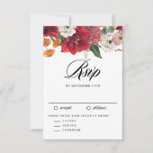 Red Amaryllis Botanical Winter Wedding RSVP Karte (Vorderseite)