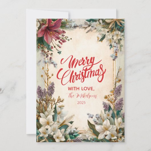 Red Amaryllis Christmas Feiertagskarte (Vorderseite)