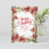 Red Amaryllis Christmas Feiertagskarte (Stehend Vorderseite)