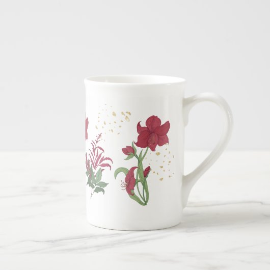 Red Amaryllis Festive Bone China Tee Tasse (Rechts)