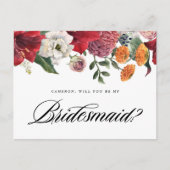 Red Amaryllis Floral werden Sie meine Bridesmaid s Postkarte (Vorderseite)