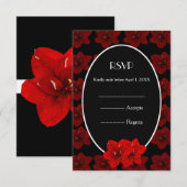 Red Amaryllis gold weded RSVP Karte (Vorne/Hinten)