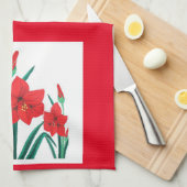 Red Amaryllis Kitchen Handtuch Weihnachtsgeschenk (Viertel Falte)