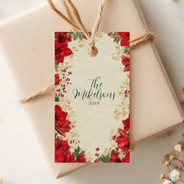 Red Amaryllis Rustic Holiday Weihnachten Geschenkanhänger