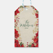 Red Amaryllis Rustic Holiday Weihnachten Geschenkanhänger (Rückseite)