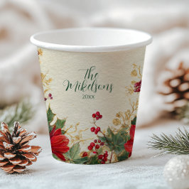 Red Amaryllis Rustic Holiday Weihnachten Pappbecher