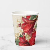 Red Amaryllis Rustic Holiday Weihnachten Pappbecher (Rückseite)