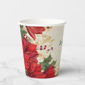 Red Amaryllis Rustic Holiday Weihnachten Pappbecher (Vorderseite)