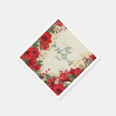Red Amaryllis Rustic Holiday Weihnachten Serviette (Ecke)