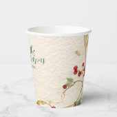 Red Amaryllis Rustikale Weihnachten Pappbecher (Rückseite)