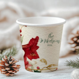 Red Amaryllis Rustikale Weihnachten Pappbecher