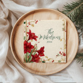 Red Amaryllis Rustikale Weihnachten Serviette